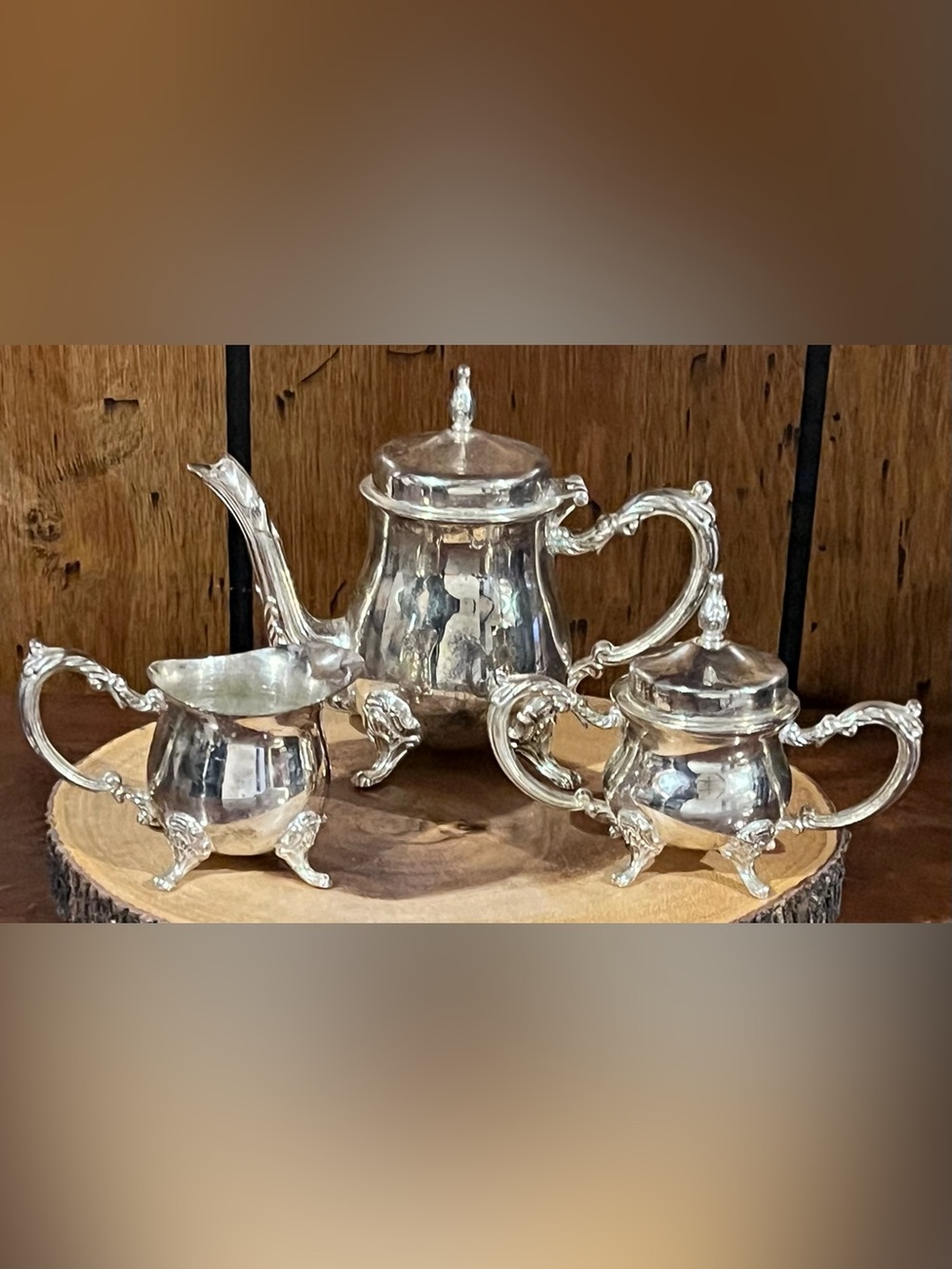 Vintage Silver-Plated Demitasse Tea Set - Three-Piece Serving Set - Silver